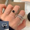 925 Sterling Zilveren Ring voor Vrouwen Meisje Gift Blace Steen Kristal Glazuur Retro Punk Open Sieraden Dropship Groothandel