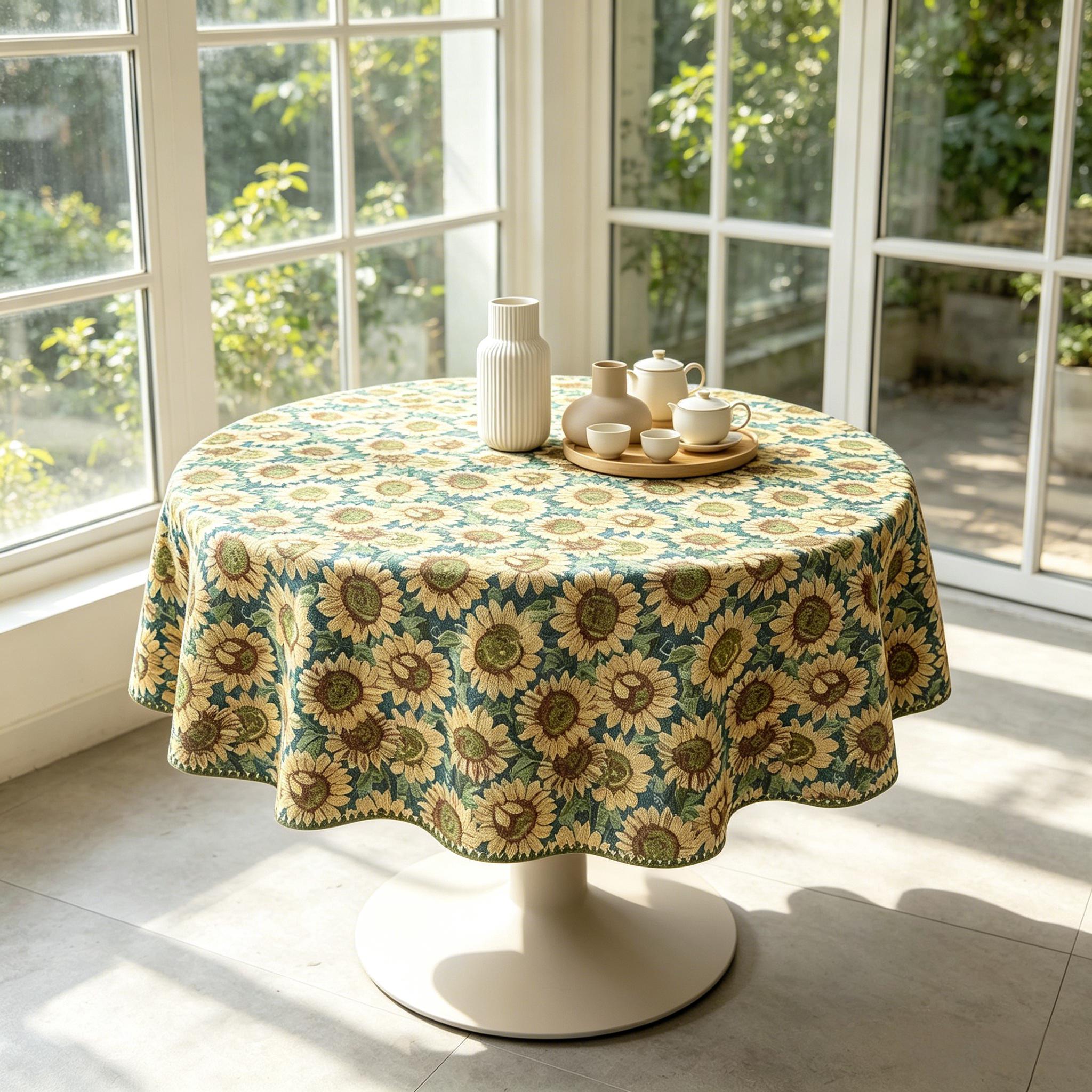 Kitchen Dining Home Decoration Premium Fabric Cotton Small Round Tablecloth Dia 90cm（36”） красный