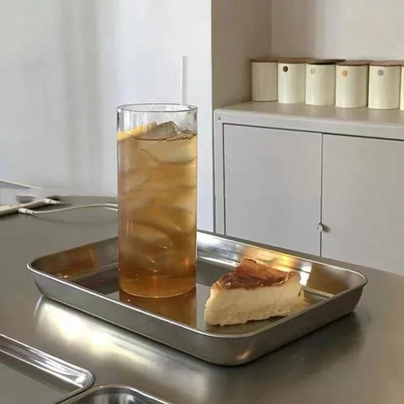 

Корейские Ins нержавеющая сталь обеденная тарелка скандинавский прямоугольный десерт индустриальный стиль кафе поднос для хранения закусок торт