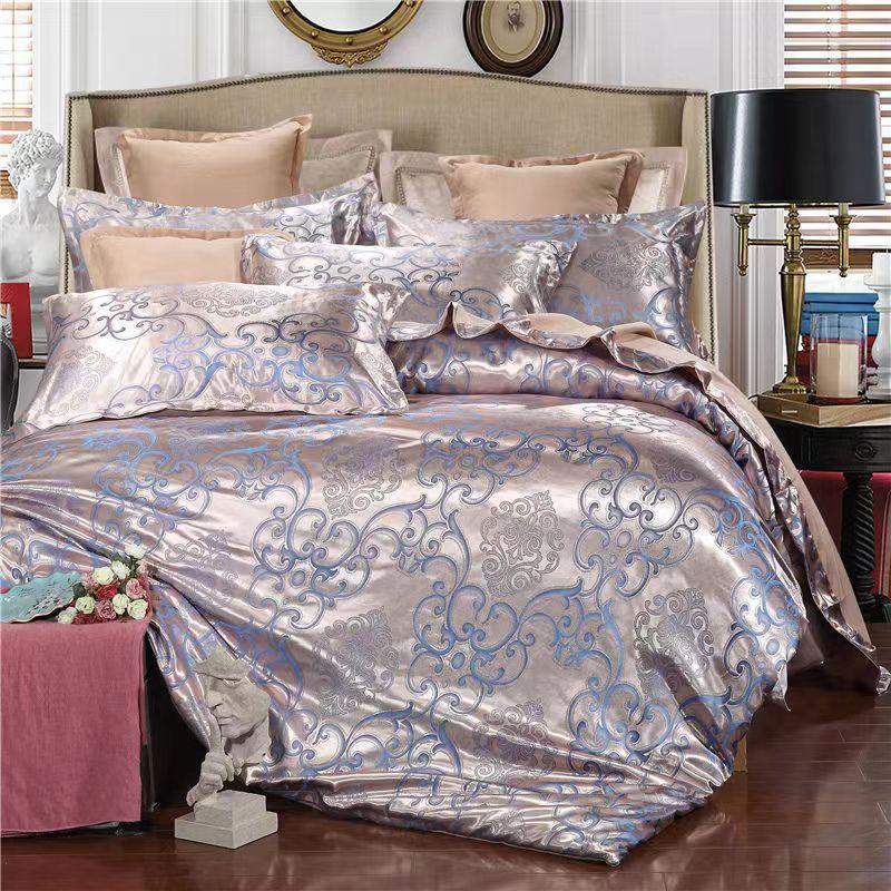 4pcs/set  Luxurious and Comfortable Bedding Set  Soft Silk Duvet Cover  Bed Sheet Pillowcase Set