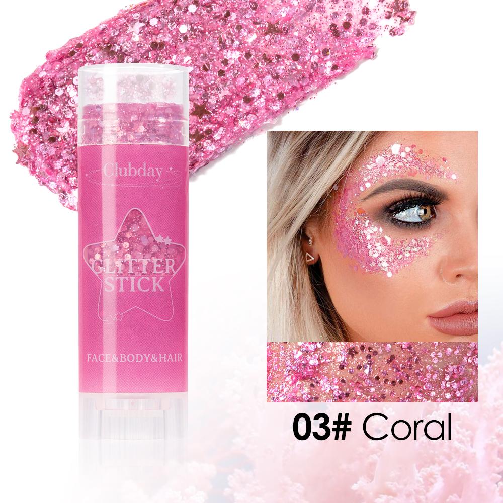 Clubday 6-Color Stage Makeup Eyeshadow Glitter Stick, Long-lasting And Exquisite Shine, Suitable For Face, Body, And Hair.