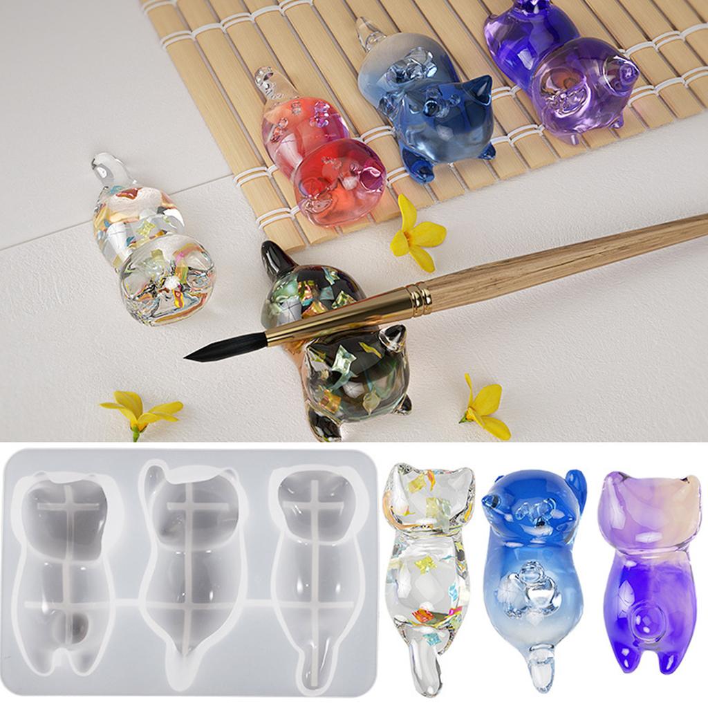 Pendant Molds Keychain Jewelry Mould Small Cat Shape Silicone Keychain Moulds Silicone Material DIY Hand-Making Tools