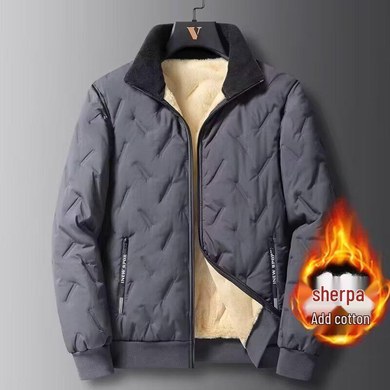 Men's Autumn/Winter Lambswool Jacket - Slim-Fit, Windproof, Cold-Proof Casual Wear for Middle-Aged Dads