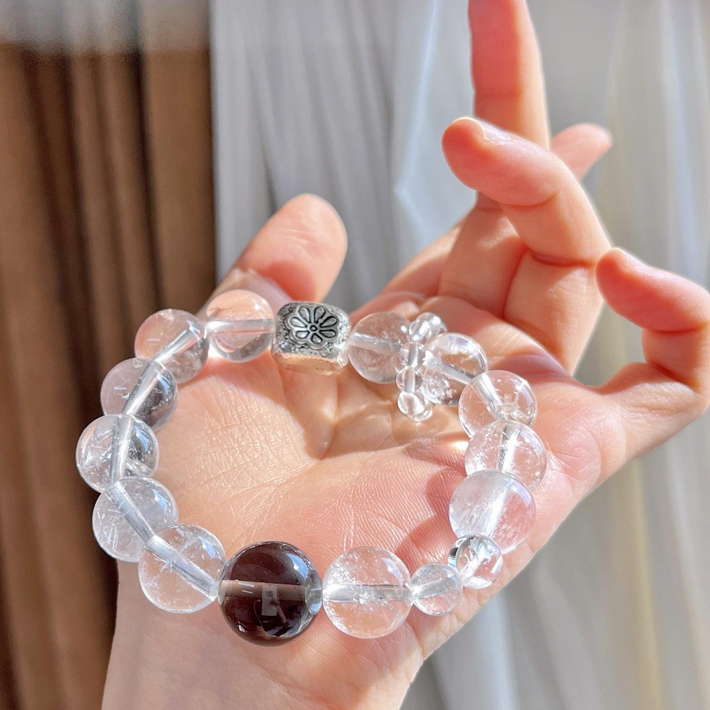 Natural White Crystal Ice Obsidian Design Bracelet Bracelet.