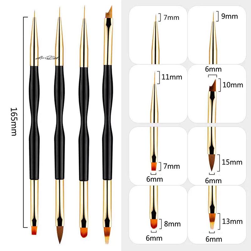 4-teiliges doppelseitiges Nagellack-Pinselset Professioneller Gel-Lack-Liner Acrylnagelpinsel für Blumenmalerei Zeichnen Maniküre-Werkzeuge