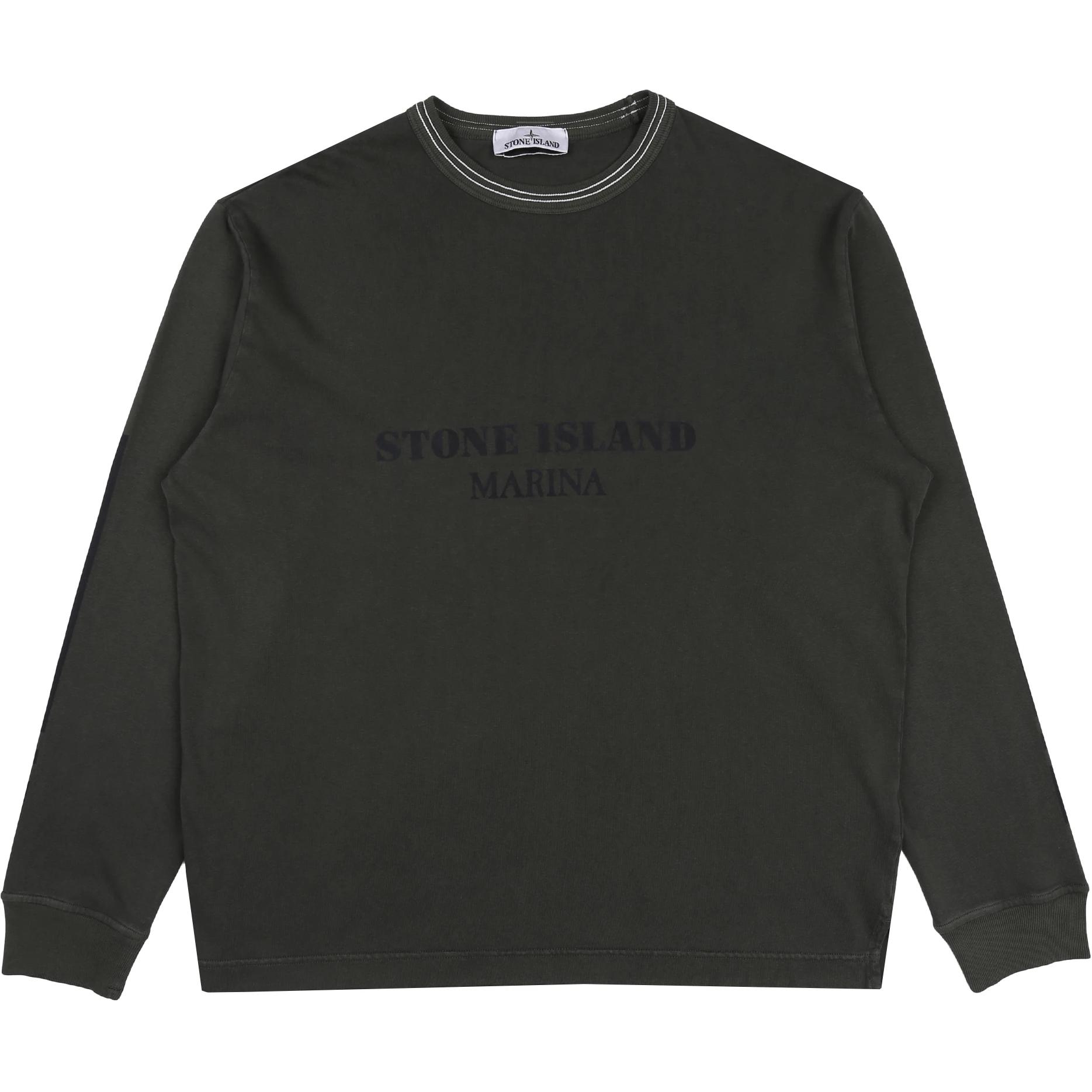 

STONE ISLAND Пуловер с круглым вырезом, полосатый, с логотипом в виде букв, приталенный, с длинным рукавом, мужская толстовка, угольный 8015206X4-V0165 XL