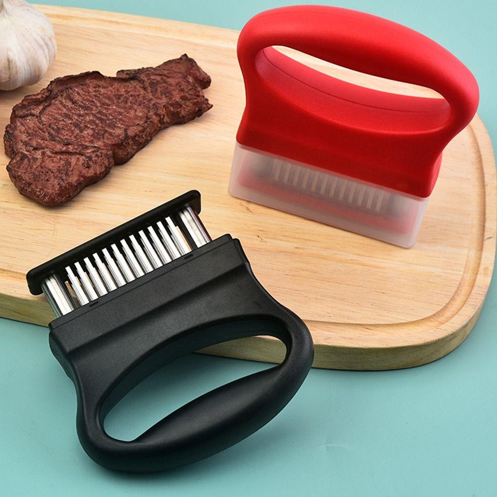Stainless Steel Blades Meat Tenderizer Ultra Sharp Needle with Cover Tenderizing Beef Mallet Convenient Comfortable Grip