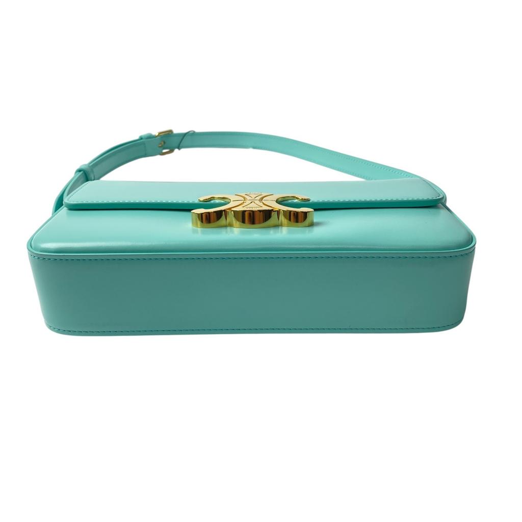 Used CELINEShoulder Bag Emerald Green Leather Women