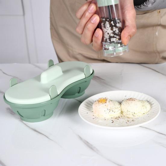 Yousheng Microwave Egg Poacher Cooker 2 Grids Egg Steamer for Boiled Eggs BPA-Free Steamed Egg Cooking Box Kitchen Gadget for Healthy Breakfasts