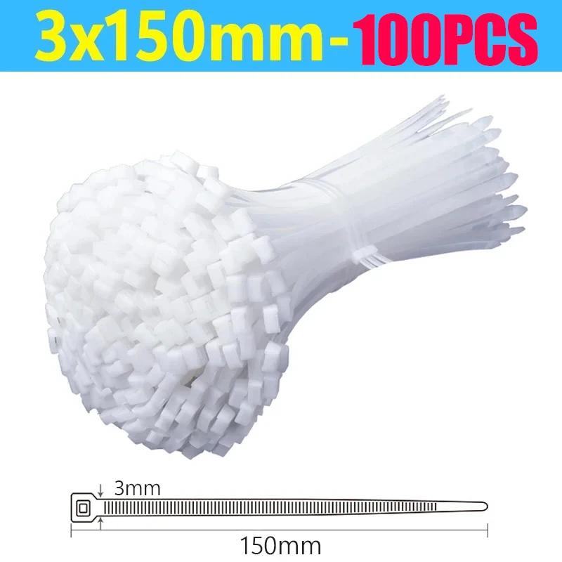 500/100Pcs Wholesale Plastic Nylon Cable Ties Self-locking Cord Straps Adjustable Cables Fastening Loop Home Office Wire Zip Tie