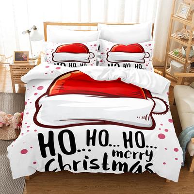 Christmas 3D Digital Printing Three-Piece Set, Christmas Letter Series Bedding Kit
