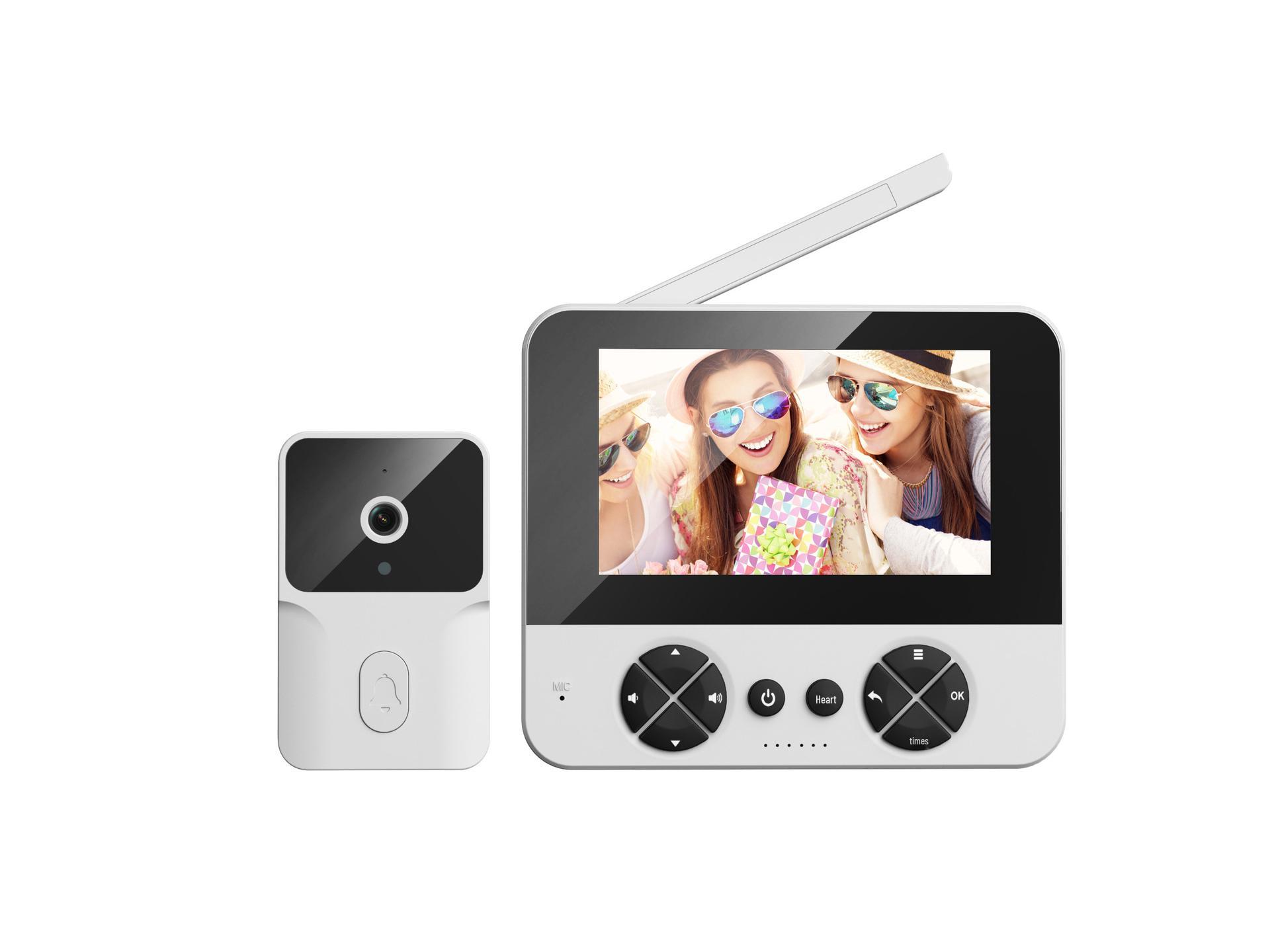 

Умный беспроводной дверной звонок с широкоугольной камерой и дисплеем для защиты от кражи и мониторинга двери