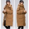 Women's Autumn and Winter Coat Solid Color Stand Collar Hooded Loose Thickened Windproof Mid-length Women's Jacket