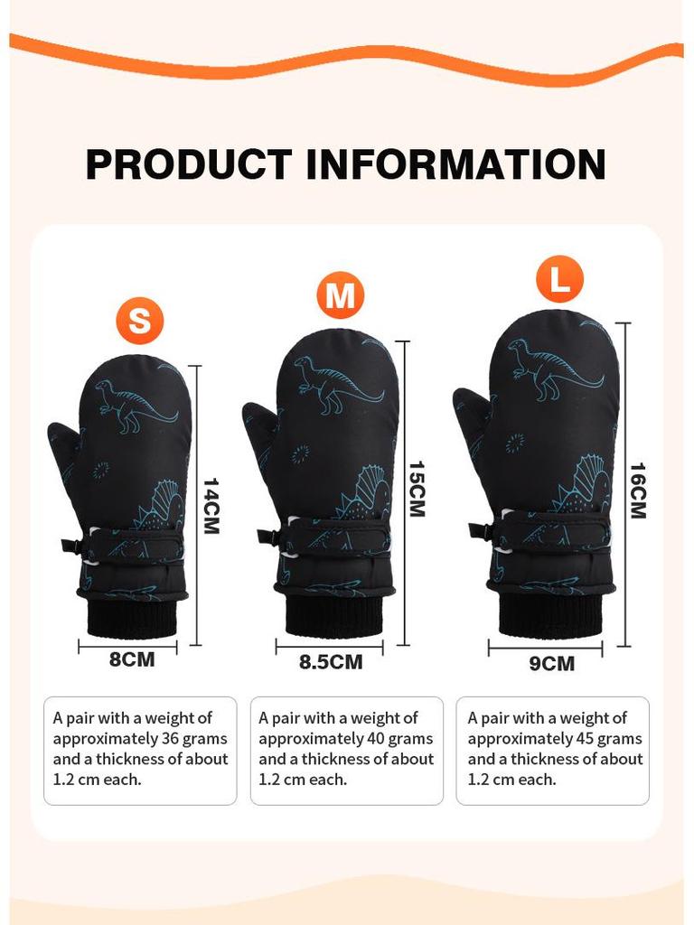 Kids' Quick-Dry Warm Ski Gloves with Waterproof Fabric and Thick Velvet Lining