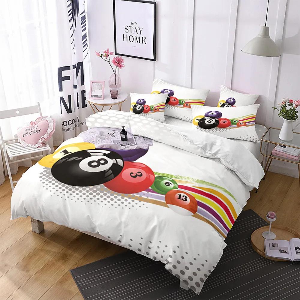 Billiards Duvet Cover Black 8 Ball with Fire Sports Games Theme Billiard Ball Bedding for Boys Girls Teens Bedroom Decorations