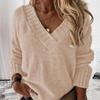 YYFS Damenmode, lässig, Herbst/Winter, einfarbig, bedruckt, langärmelig, V-Ausschnitt