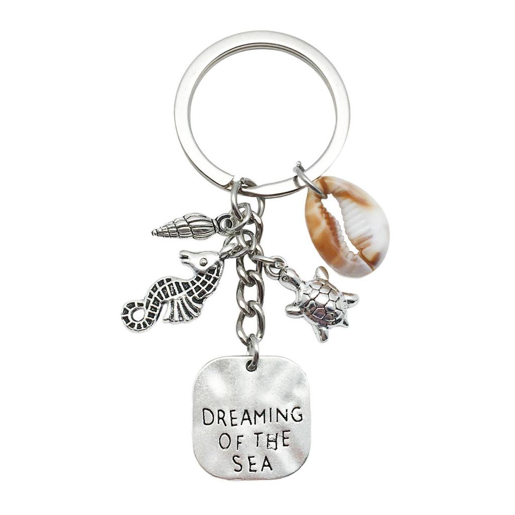 Creative Alloy Seashell and Pearl Keychain Pendant