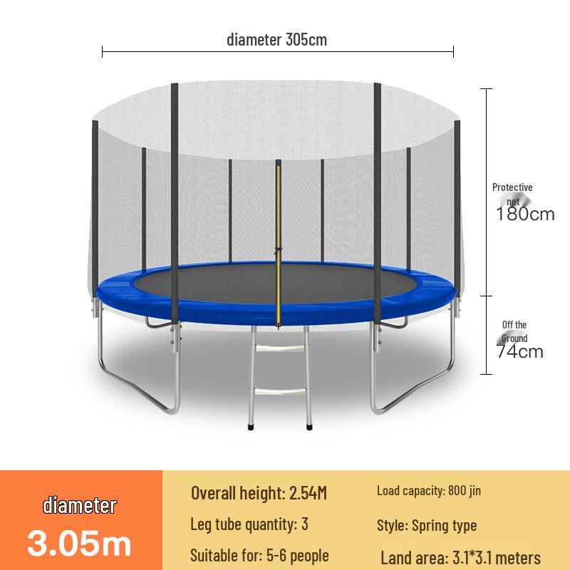 Indoor/Outdoor Kids Fitness Trampoline - Large Round Bouncing Bed for Home and Commercial Use