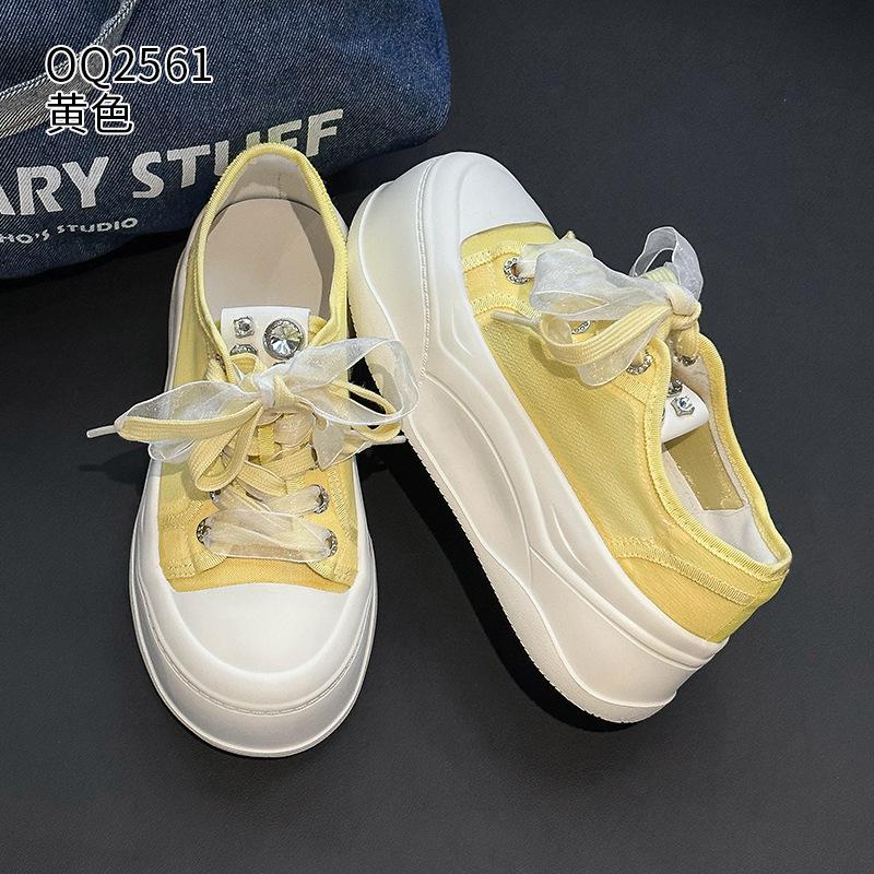 Thick-soled summer new comfortable and lightweight gauze breathable thin casual muffin board shoes