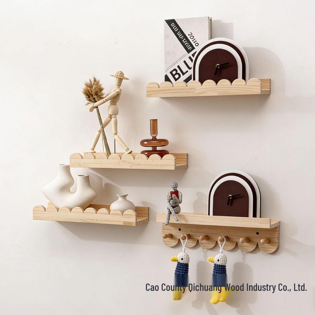 Solid Wood Lace Wall-Mounted Decorative Shelf for Home Living Room
