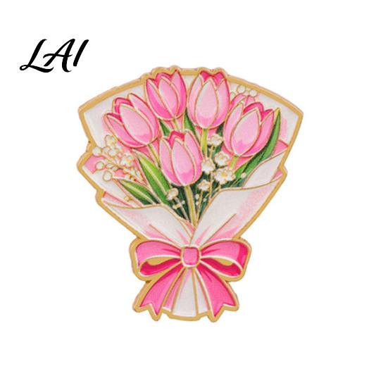 Decorative Metal Lapel Pin Bouquet Brooch for Women Enamel Romantic Flower Jewelry Durable Backpack Hat Decoration Zinc Alloy Floral Coats