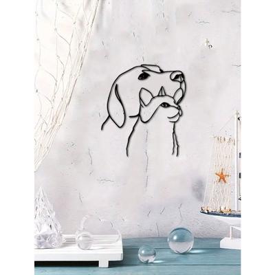 Fashion Metal Animal Wall Art Cat And Dog Line Drawing, Suitable For Thanksgiving And Christmas Decoration