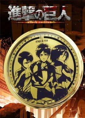 

Attack on Titan Wall Clock Gold Eren & Mikasa & Levi