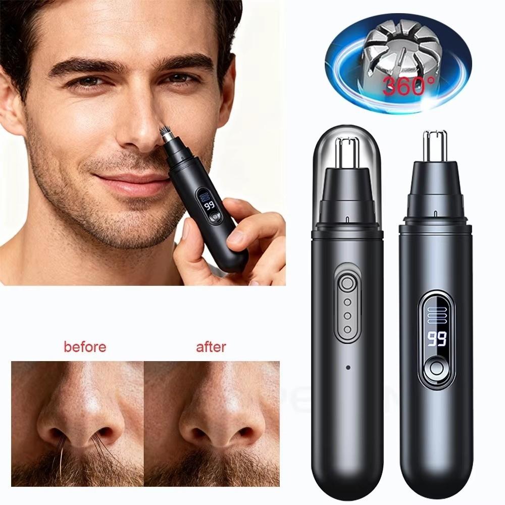 LED Digital Display Electric Nose Hair Trimmer Rotary Cutter Head Painless Hair Remover  Unisex