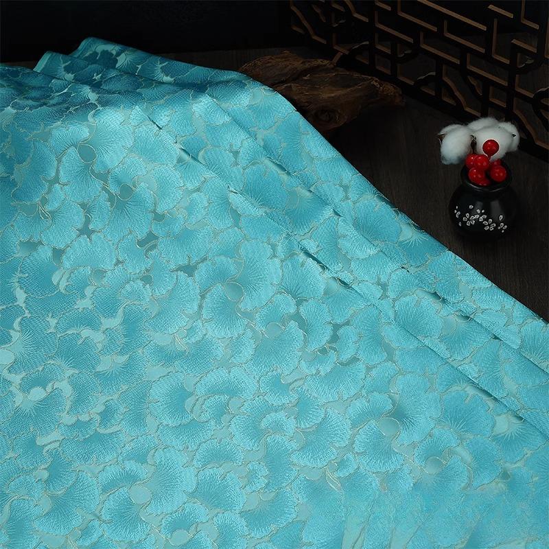 75x100cm Ginkgo Pattern Jacquard Brocade Fabrics For Satin Dress Designer Sewing Cheongsam Kimono Garment Diy Patchwork Material 75x100cm