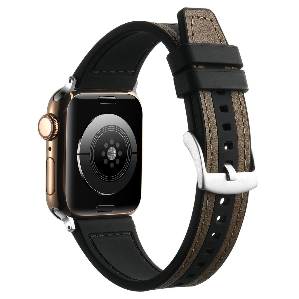 Watchband Silicone+Leather Strap For Apple Watch Band Ultra 44mm 45mm 41 40mm 49 Men Sports Belt Women Wristband for iWatch Series 8 7 9