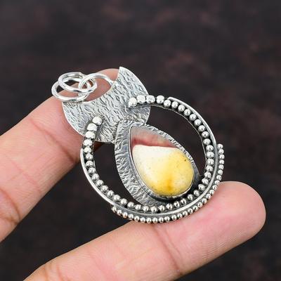 Mookaite pingente de pedra preciosa real jóias decente pingente de prata esterlina 925 presente para nupcial jóias de prata artesanal pingente de pedra de aniversário