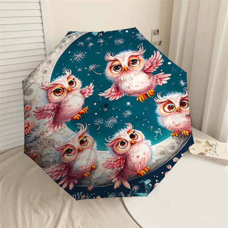 

1PC Owl Moon Umbrella-8-Rib Reinforced, Automatic Open, Lightweight & Durable, Cute Fashion Accessory for Outdoor-P85