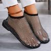 Ladies' Summer Round Toe Sandals with Hollowed Out Internet Celebrity Studded Diamond Short Boots, Sexy Plus Size Flat Shoes, Breathable