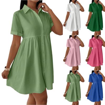 Women's Casual And Fashionable Loose Dress Button Up Collar Shirt Dress Shirt Dress