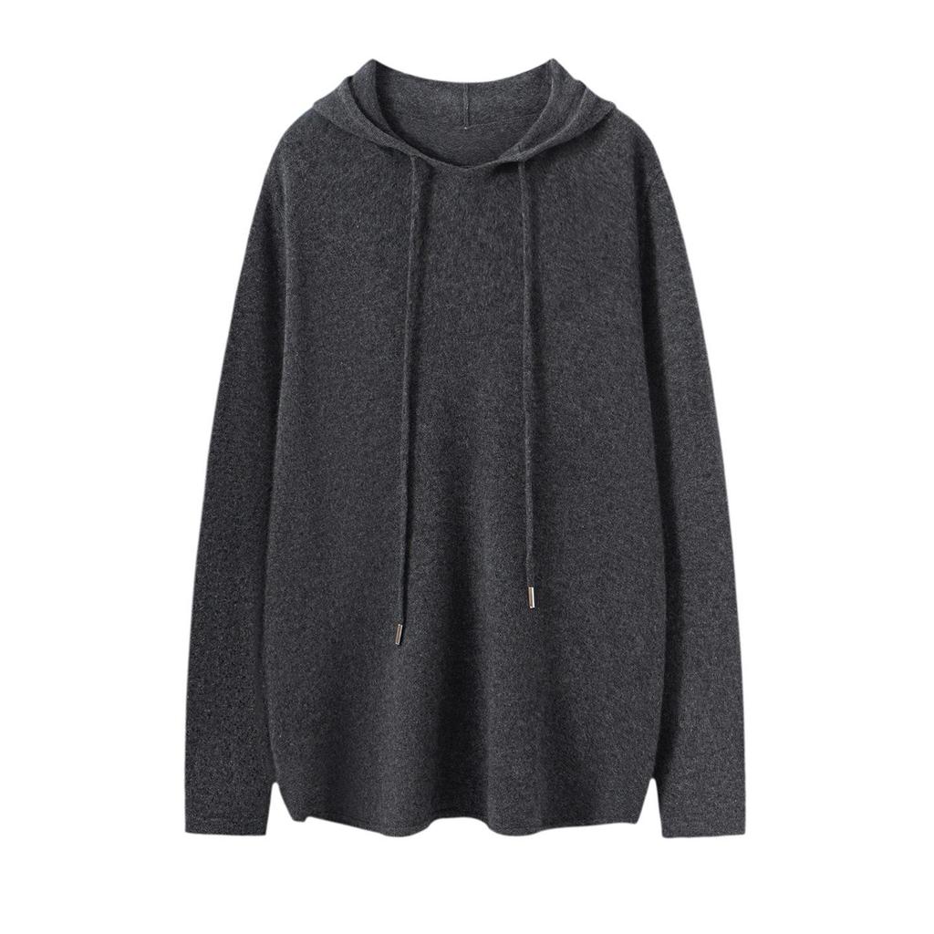 Women's 100% Pure Cashmere Hooded Sweater - Long Sleeve, Warm Knit Base Layer for Autumn/Winter