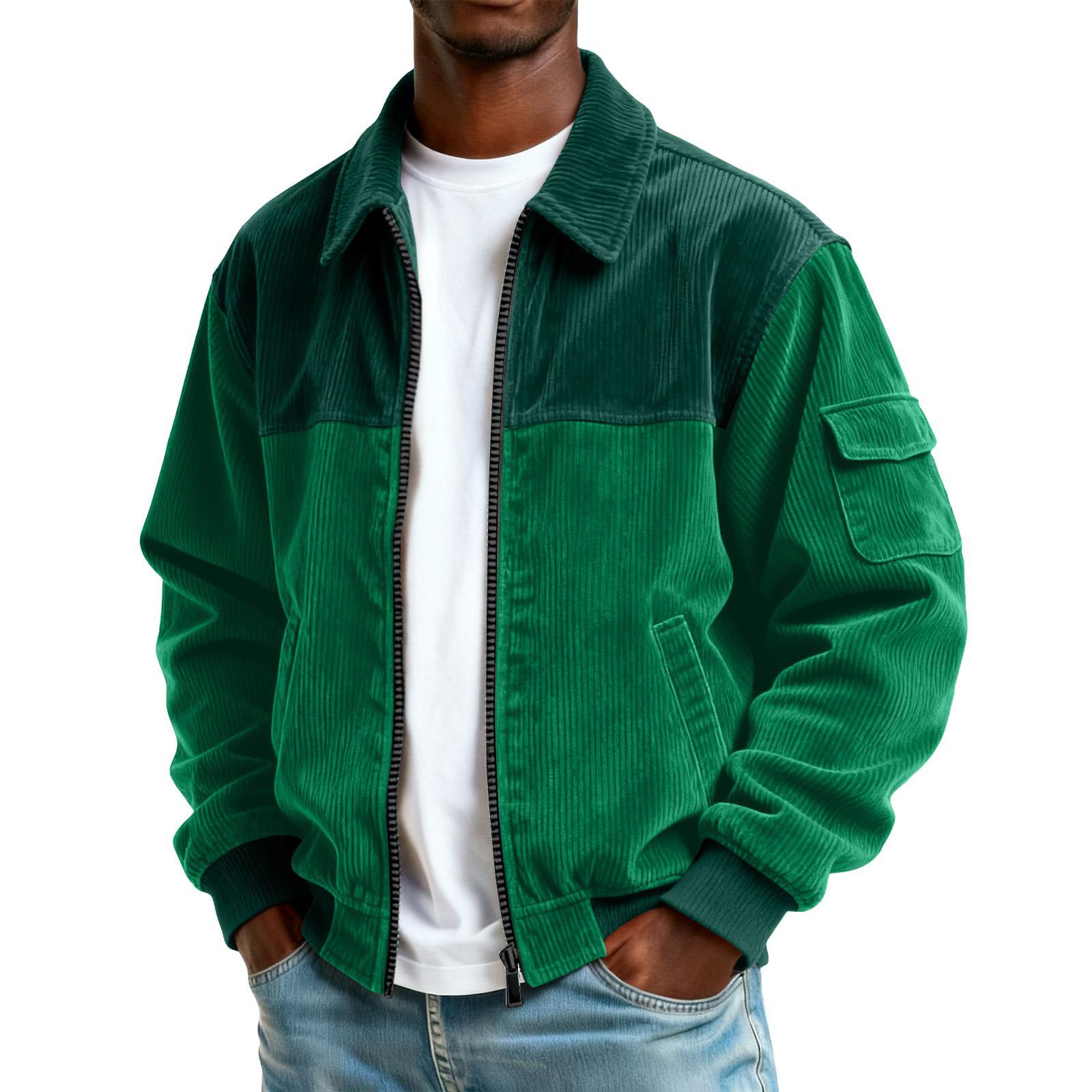 

Мужская вельветовая куртка с карманами на молнии, мужская повседневная спортивная куртка большого размера XL