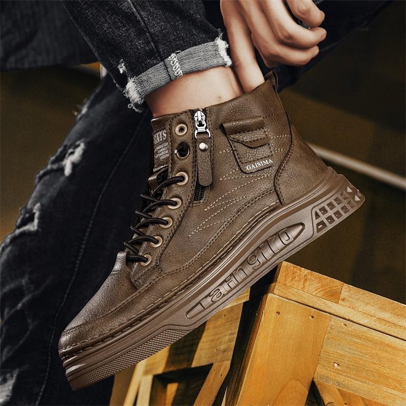 New Men's Classic Fashion High Top Thick Sole Skateboarding Shoes Comfortable Soft Sole Basketball  Sneakers