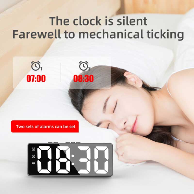1PC LED zrcadlové stolní hodiny Digitální budík Snooze Zobrazení času Stolní elektronické stolní hodiny Stolní hodiny