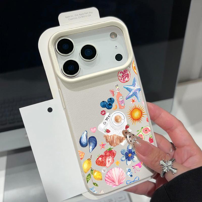 Trendy Ocean Style Whale Pattern Case For iPhone 17 16 Pro Max Luxury Leather Texture Matte Silicone Cover For iPhone 15 14 13 Pro Max 11 16e 17e