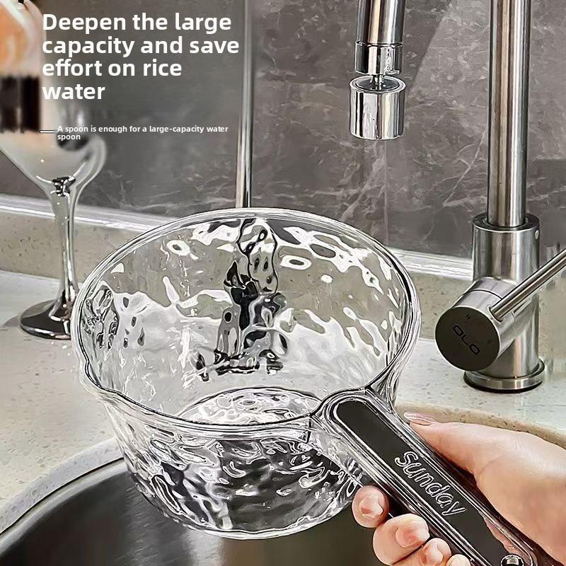 Household Water Ladle, Non-breakable, Thickened Long-handled Water Spoon, Transparent Plastic Water Ripple Water Ladle