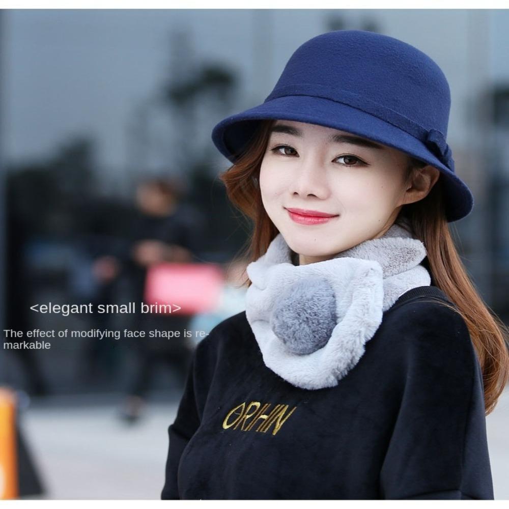 Cap Brim Bowler Fedora Hats Women Vintage Retro Hat Autumn Winter Warm Hat Wool Felt Bucket Cap Church Bowler Cloche Hats