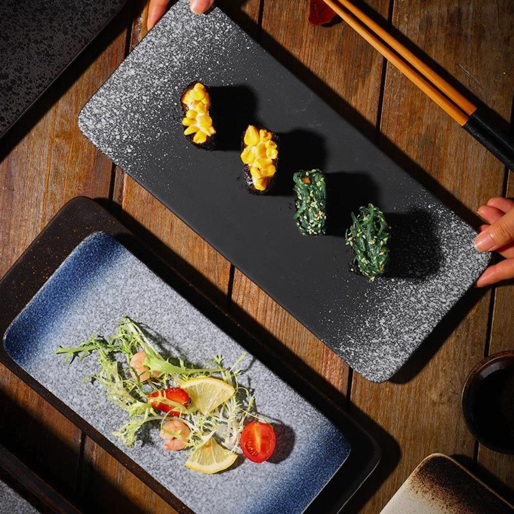 Ceramic Japanese Style Sushi Plate Rectangle Dessert Plate Kitchen Accessories Flat Plates  Home