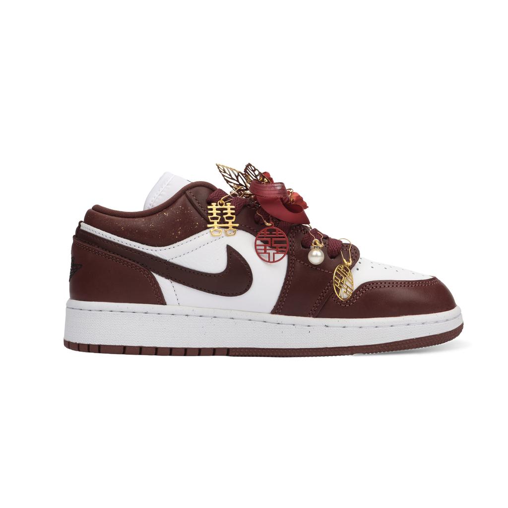 Jordan Air Jordan 1 Dragon Auspicieux et Phénix Amorti Bas Vintage Chaussures de Basketball Unisexe Blanc Rouge HF3188-102(Équipe900-)
