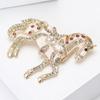 Delicate Cartoon Horse Brooch with Rhinestones Embellishments Enamel Animal Shaped Lapel Pin Accessory