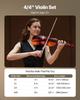 VEVOR Violin 4/4 355mm Full Size Fiddle Set Solidwood for Beginner Glossy Brown