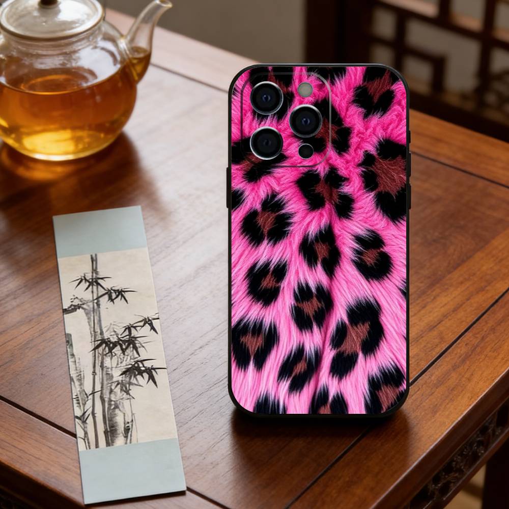 Cool pink leopard print for girls Phone Case For iPhone 17,16,15,14,13,12,11 Plus,Pro Max,XS,Soft Silicone Black Cover iPhone16promax