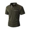 Mens Casual Short Sleeve Solid Color Turn Down Collar Polo Shirt