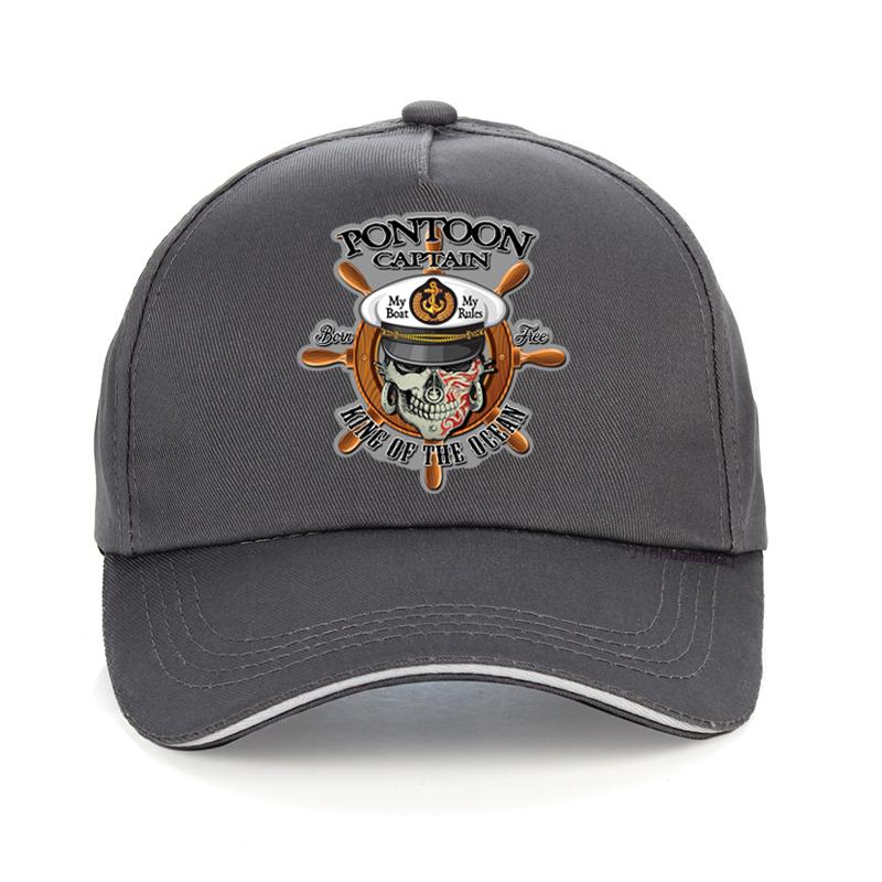 Pontoon Captain Skull Cap for Unisex Humorous 100 Cotton Unisex Baseball Cap Fashion Pop Snapback Hats Gorro Casquette