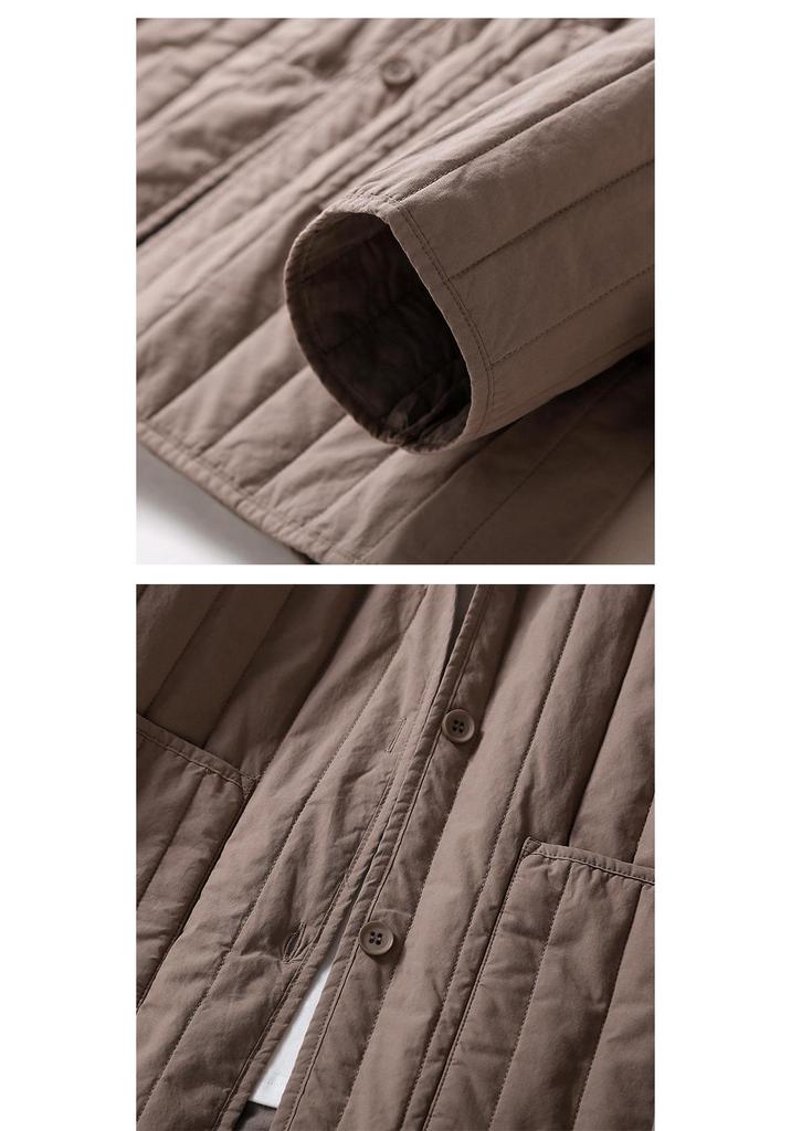 Women's 2024 Stylish Mid-Length Loose Quilted Ribbed Hooded Down Jacket