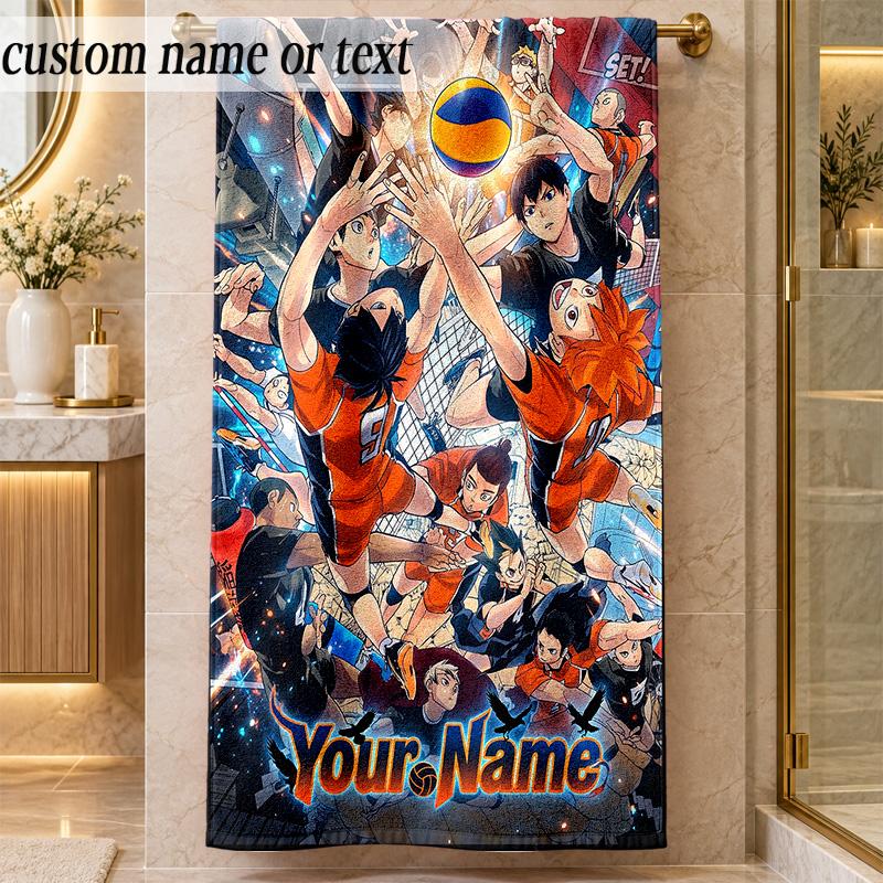 Beach TowelHaikyuu Custom Name Text Personalized Soft Towel for Beach Pool Indoor Home Decor Gift